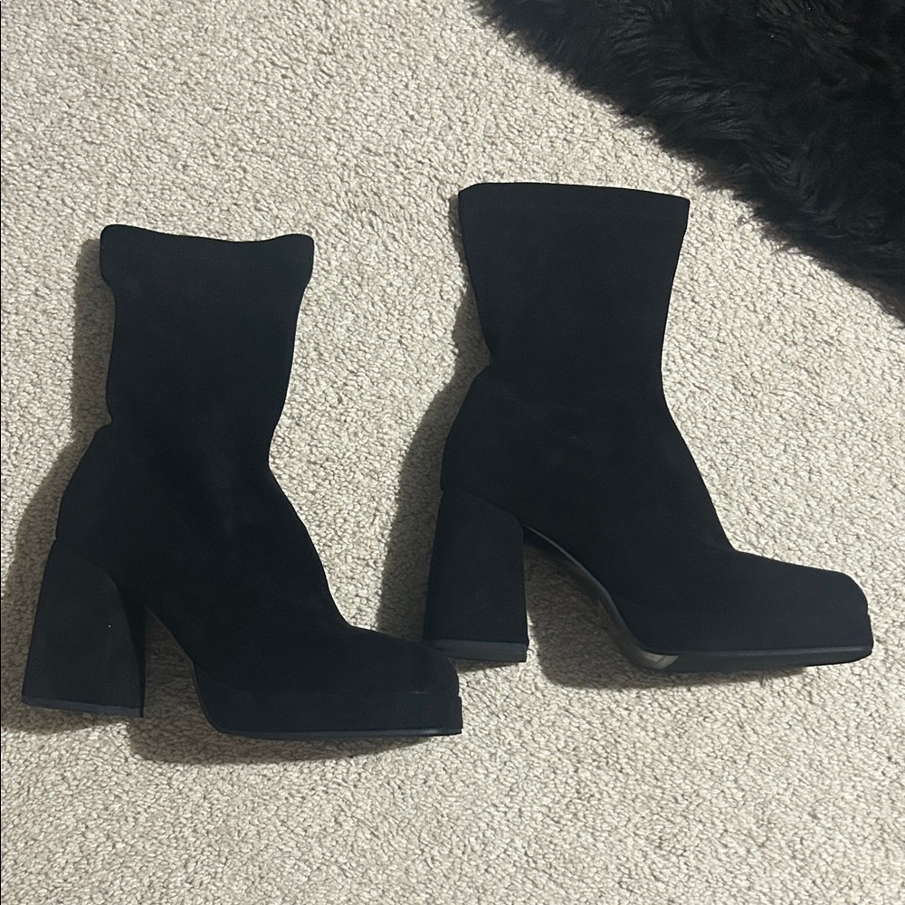 PLT Black Suede Women's Boots